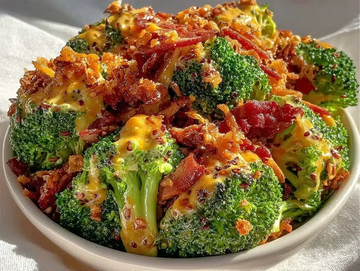 crispy bacon cheddar broccoli salad preparation steps