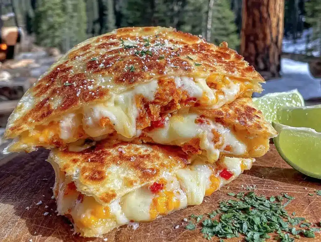 crispy blackstone camping quesadillas - featured image