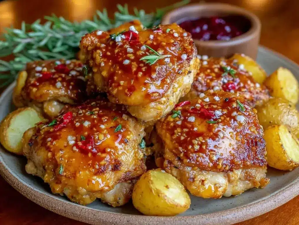 crispy honey mustard chicken thighs - featured image