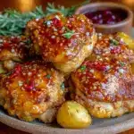 crispy honey mustard chicken thighs - featured image