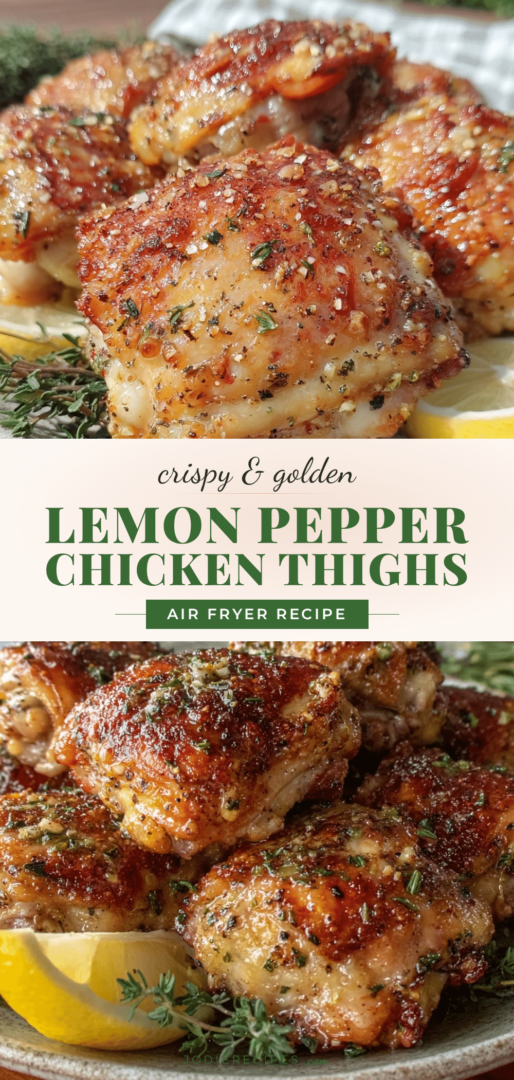 crispy lemon pepper air fryer chicken thighs recipe