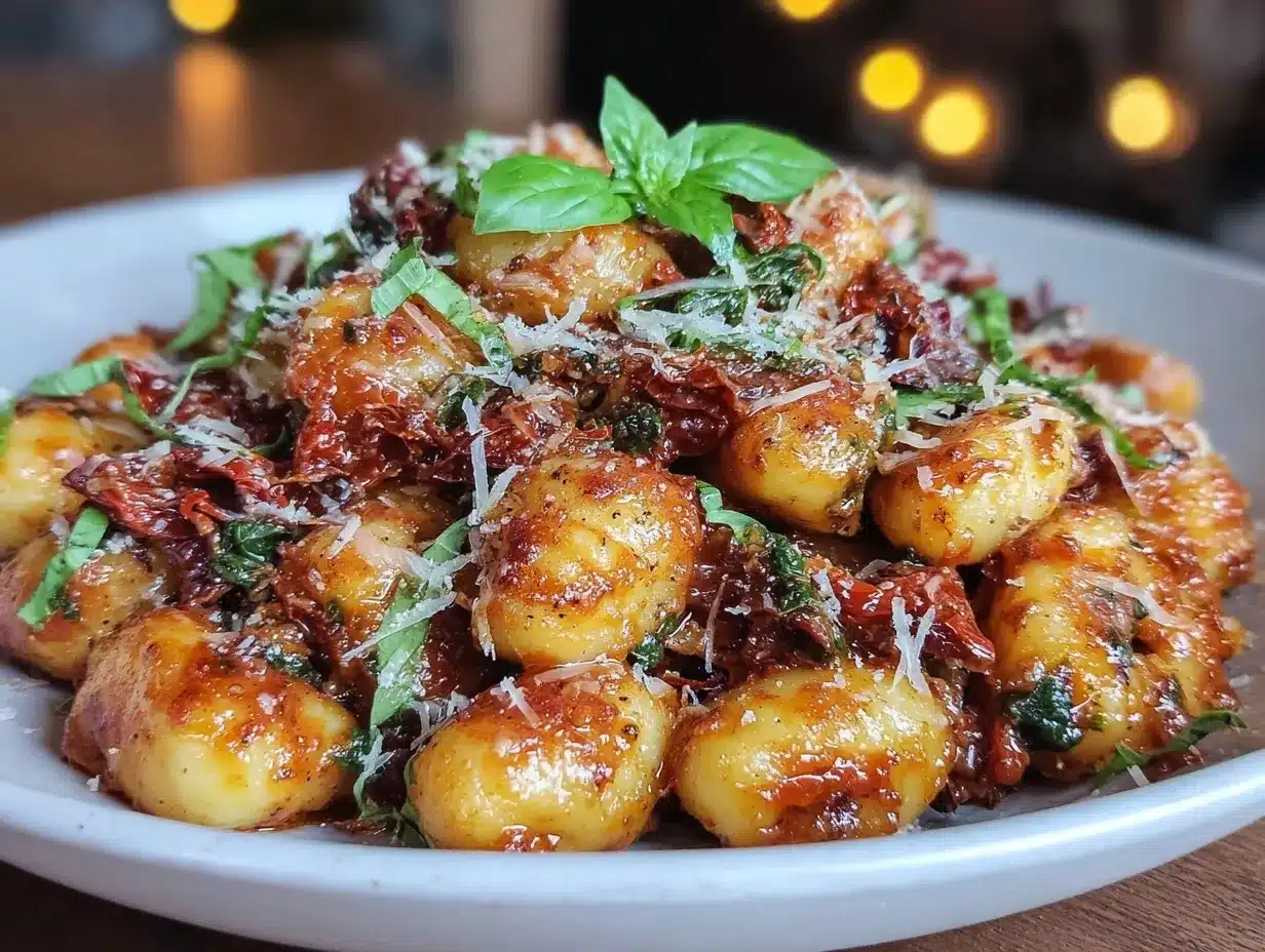 crispy one-pot sun-dried tomato spinach gnocchi preparation steps