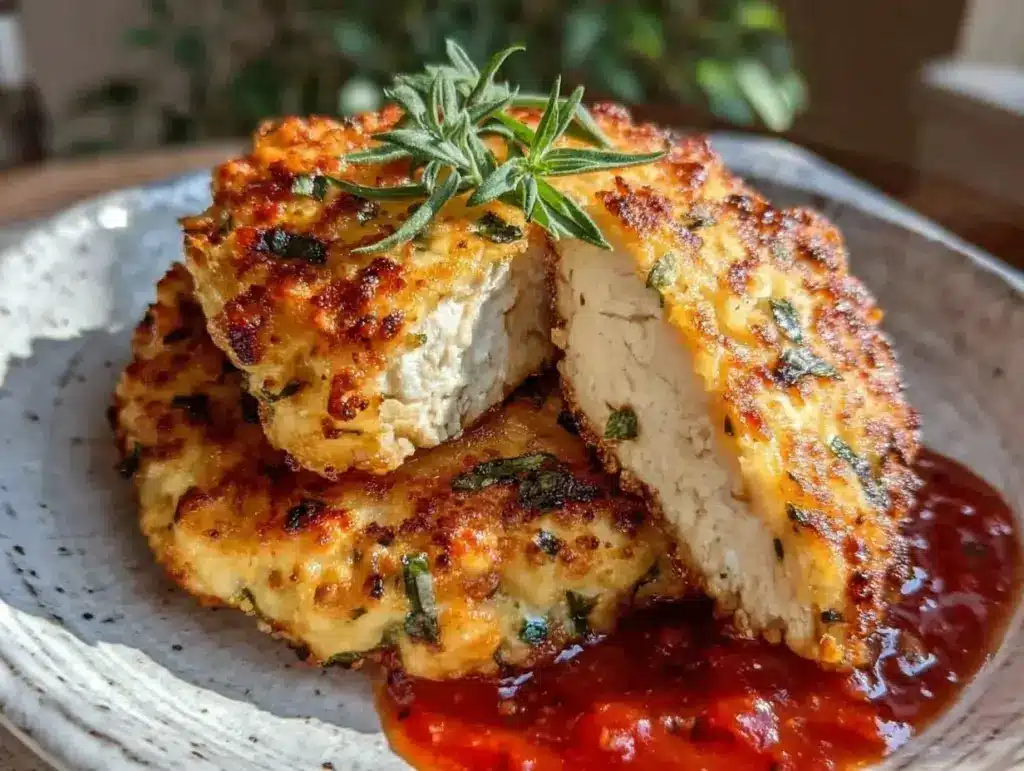 crispy parmesan crusted air fryer chicken cutlets - featured image