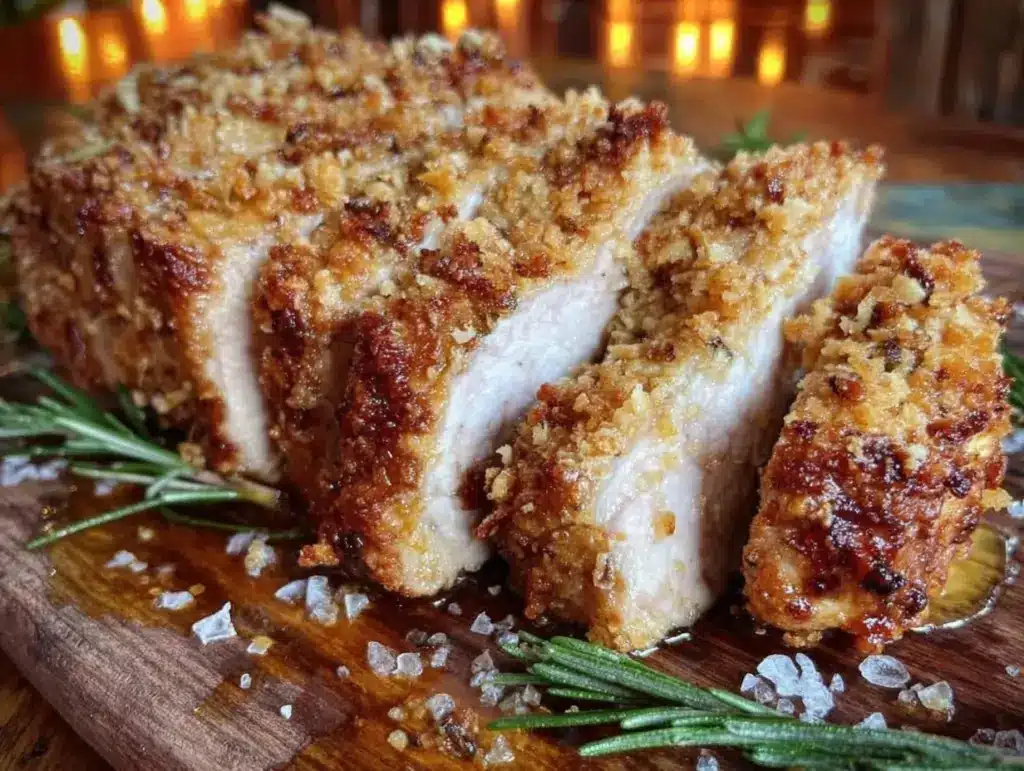 crispy parmesan crusted pork tenderloin - featured image