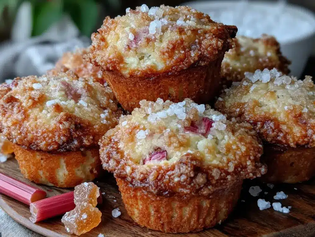 crispy rhubarb muffins - featured image