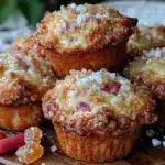 crispy rhubarb muffins - featured image