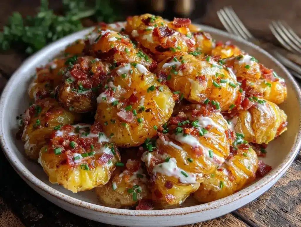 crispy smashed potato salad - featured image