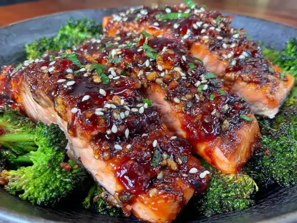 crispy teriyaki salmon sheet pan - featured image