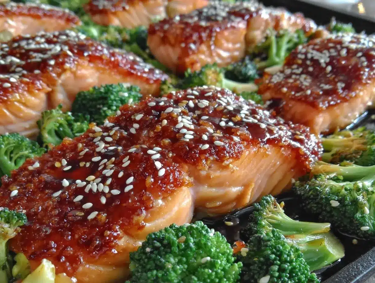crispy teriyaki salmon sheet pan preparation steps