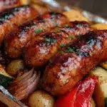 Easy Campfire Foil Pack Sausage and Veggie Bake - featured image