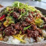 easy korean ground beef bowls - featured image