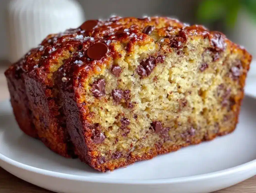 easy one bowl chocolate chip banana bread - featured image