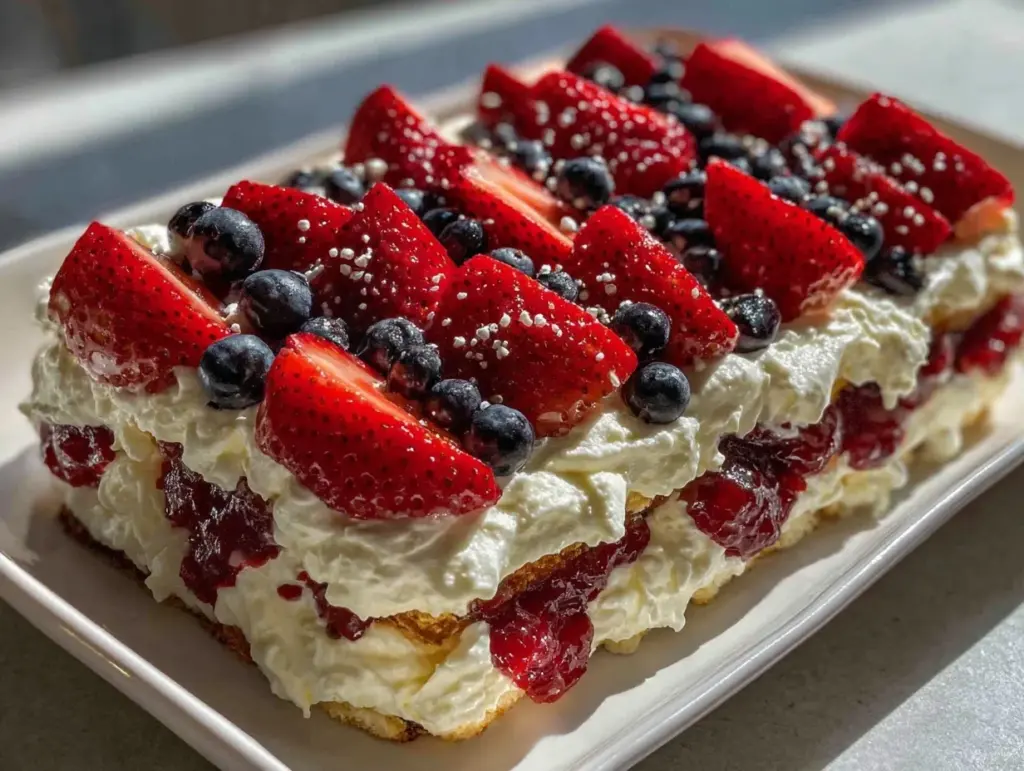 Easy Patriotic Flag Icebox Cake - featured image