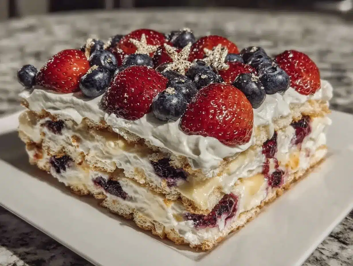 Easy Patriotic Flag Icebox Cake preparation steps