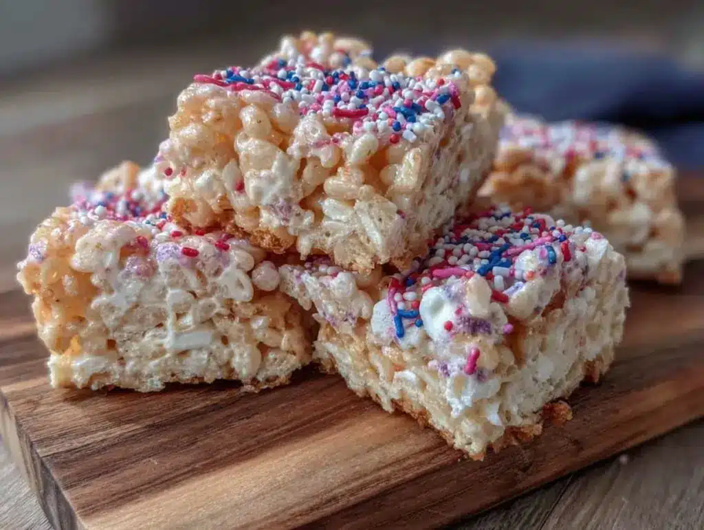 Festive Firecracker Rice Crispy Treat Bars - featured image