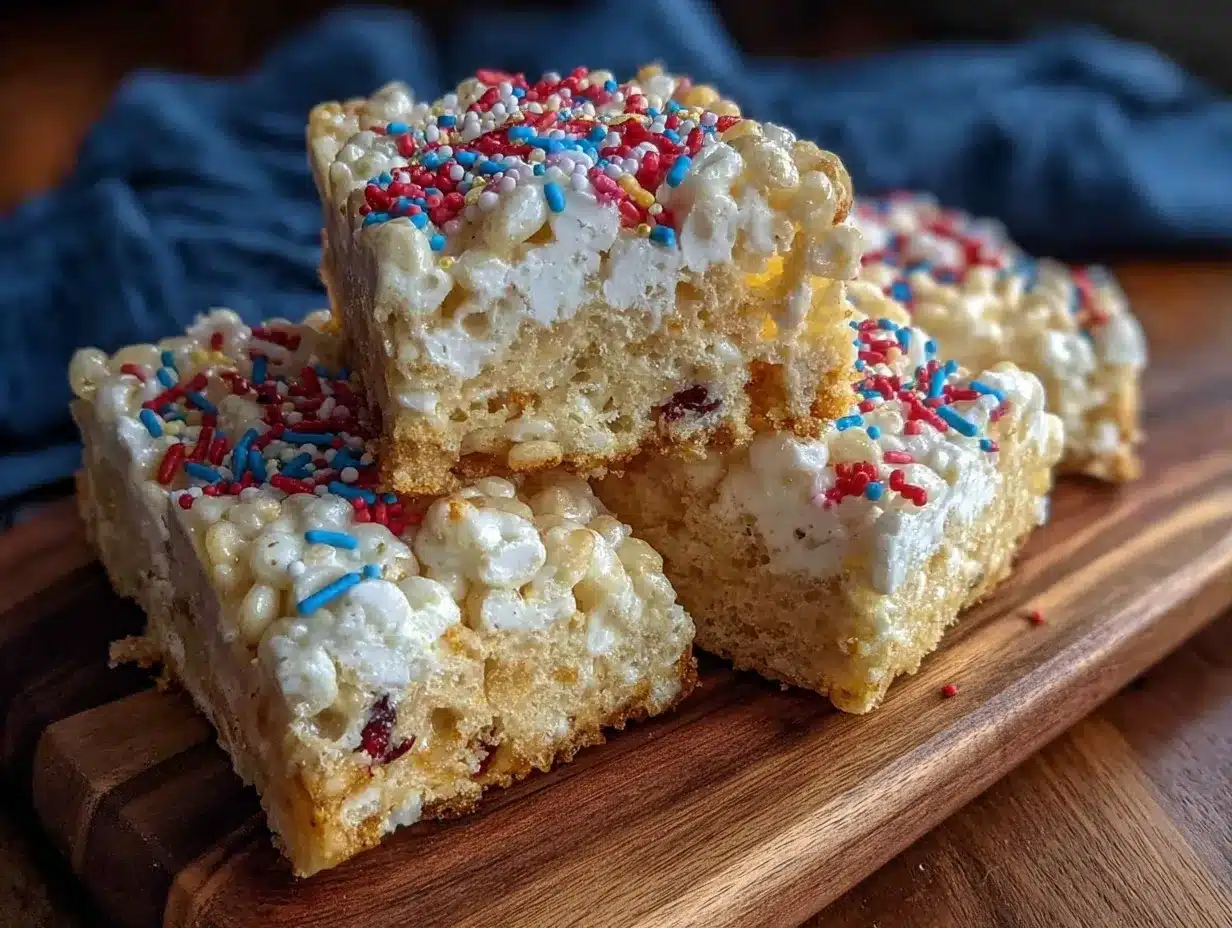 Festive Firecracker Rice Crispy Treat Bars preparation steps