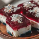festive patriotic layered jello shots with coconut cream - featured image