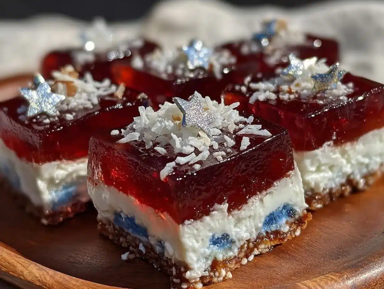 festive patriotic layered jello shots with coconut cream preparation steps