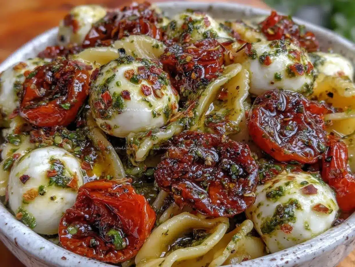 Fresh Caprese Pasta Salad preparation steps