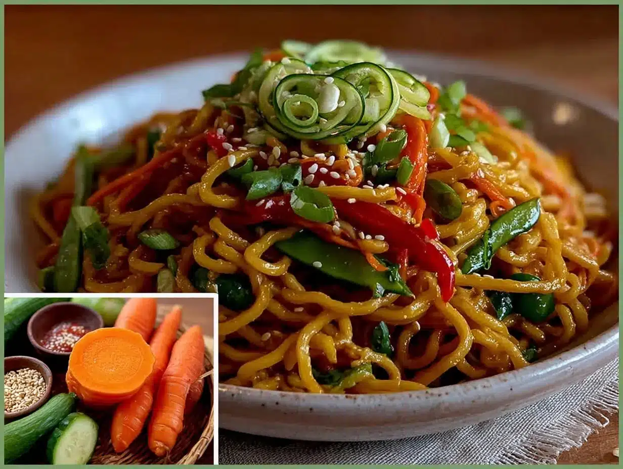 fresh cold sesame noodle salad preparation steps