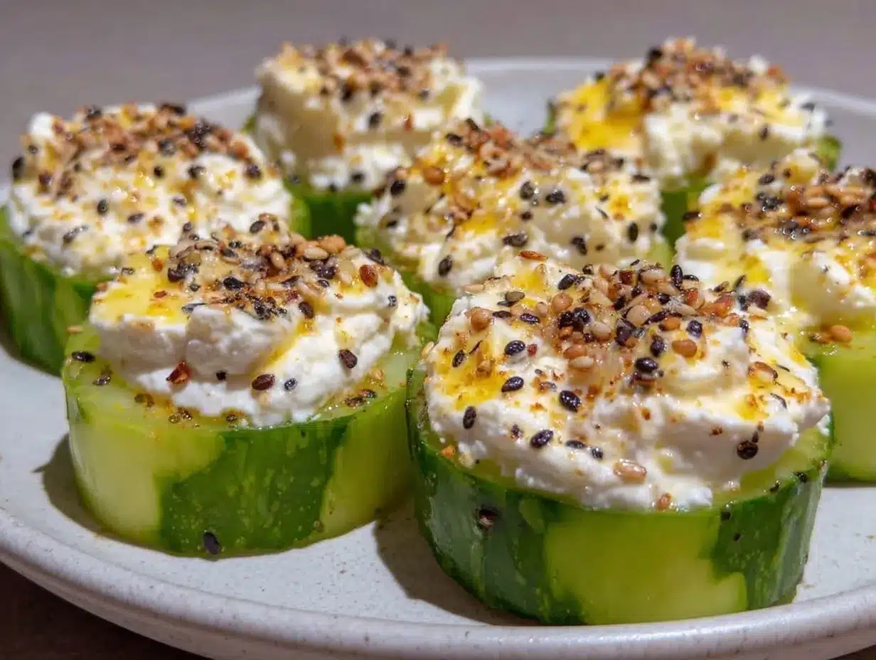 fresh cream cheese stuffed cucumber bites preparation steps