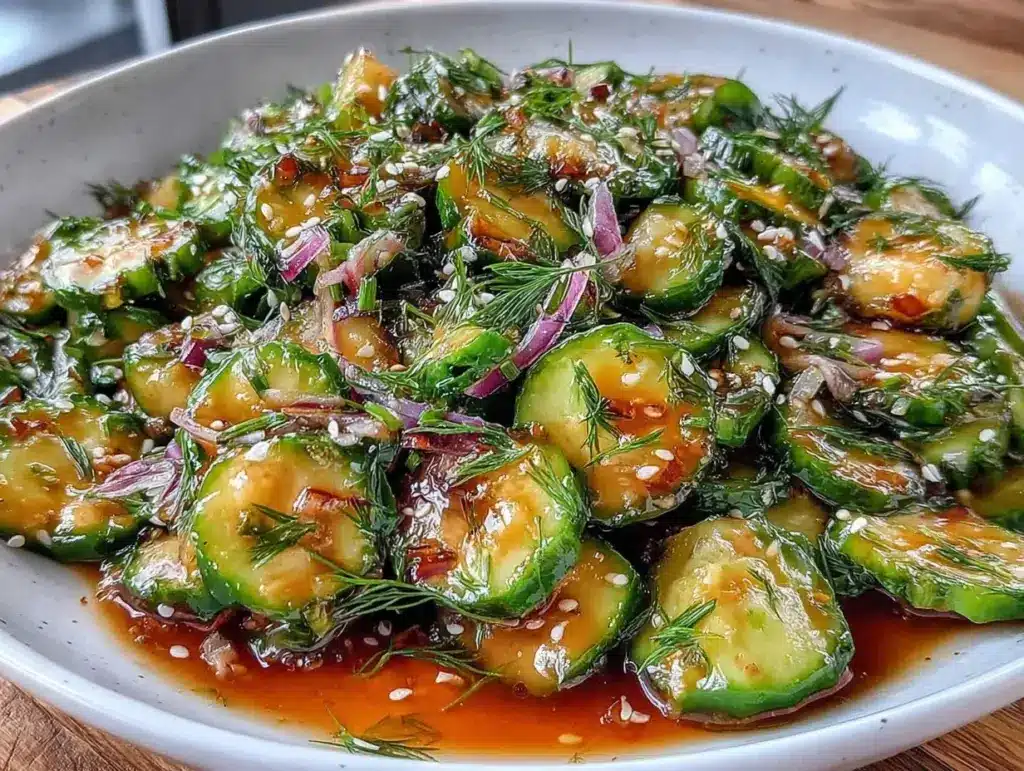 fresh cucumber dill smashed salad - featured image
