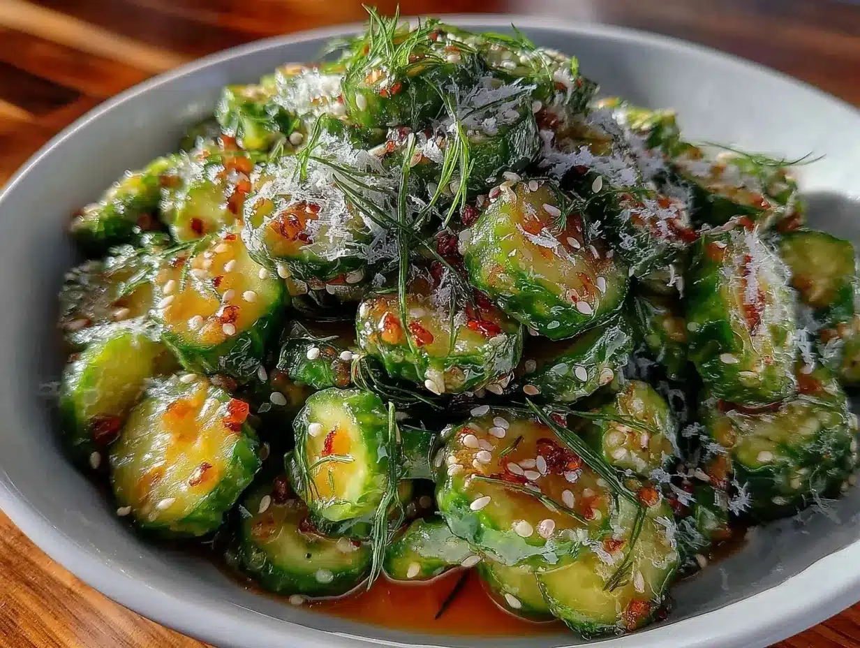fresh cucumber dill smashed salad preparation steps