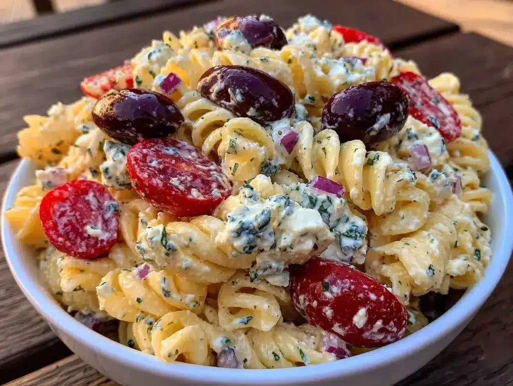 fresh greek pasta salad - featured image