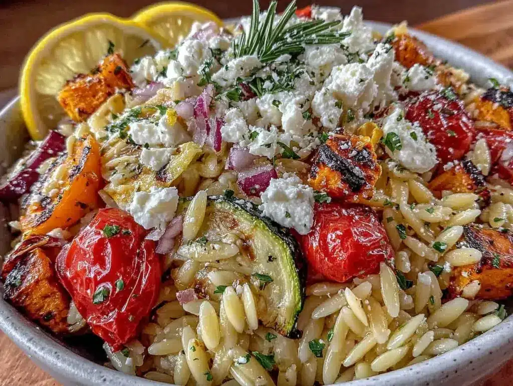 fresh lemon herb orzo salad - featured image