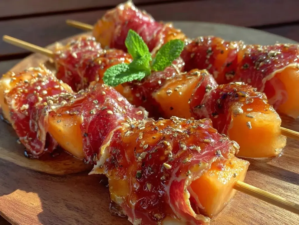 fresh prosciutto melon skewers - featured image