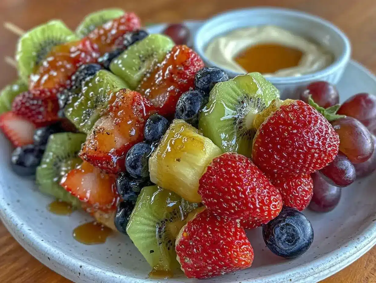 fresh rainbow fruit kabobs preparation steps