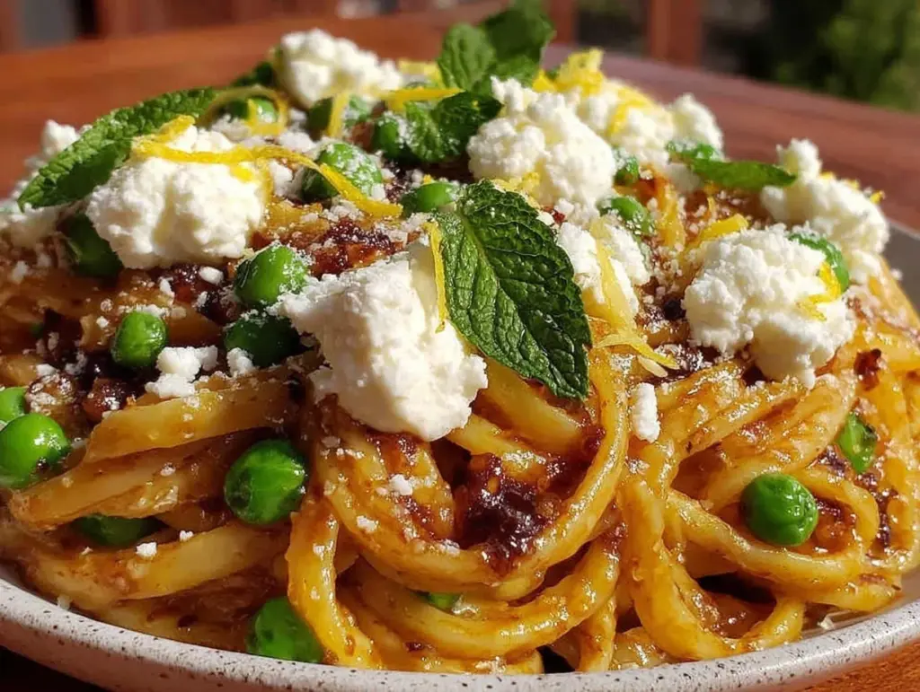 fresh spring pea and ricotta pasta - featured image