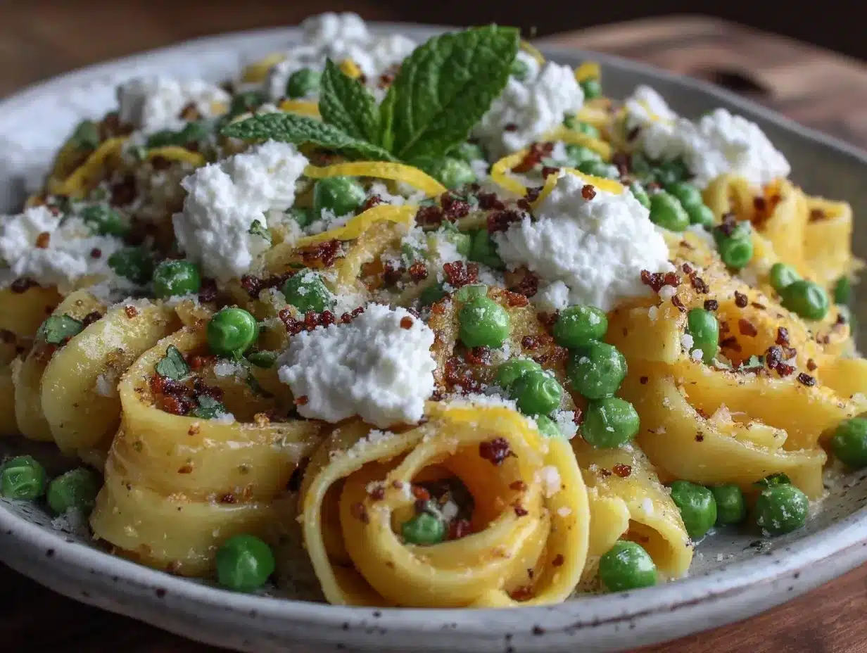fresh spring pea and ricotta pasta preparation steps