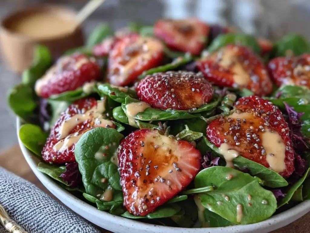 fresh strawberry spinach salad - featured image