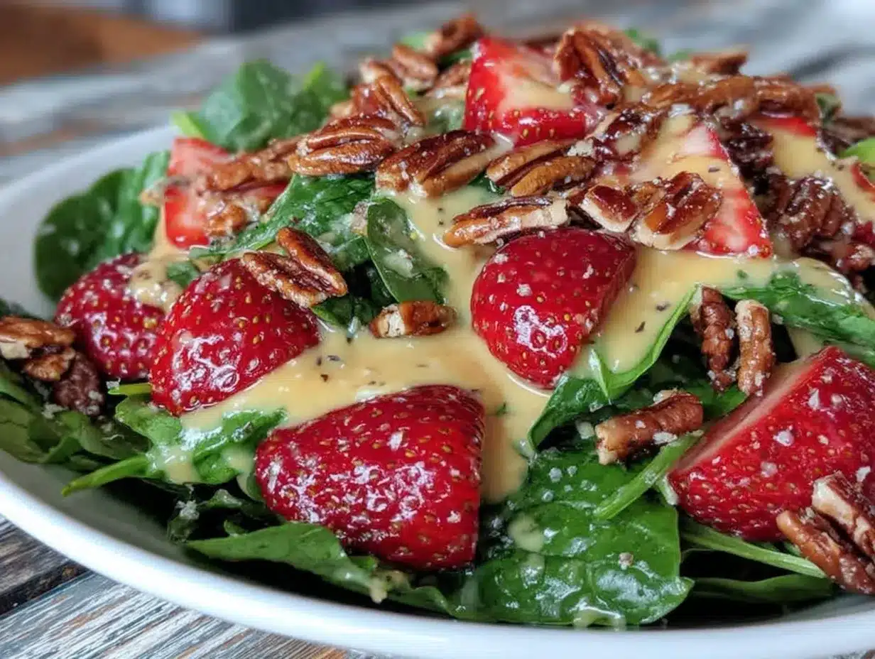 fresh strawberry spinach salad preparation steps