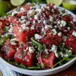 fresh watermelon feta arugula salad - featured image