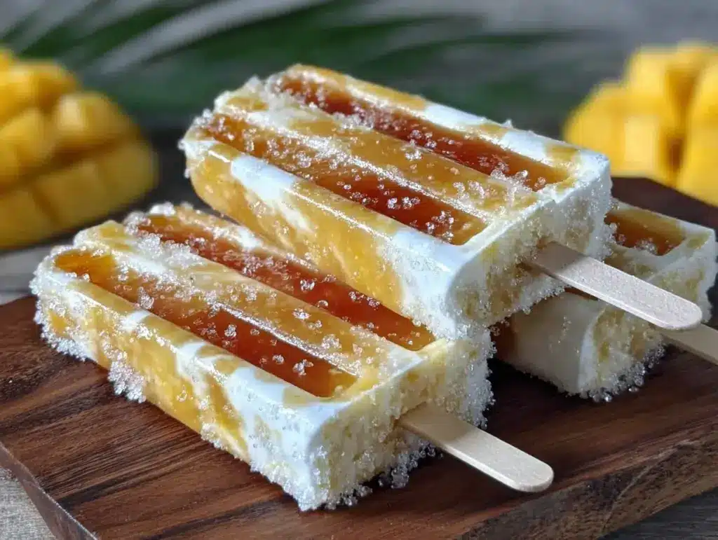 frozen mango coconut popsicles - featured image