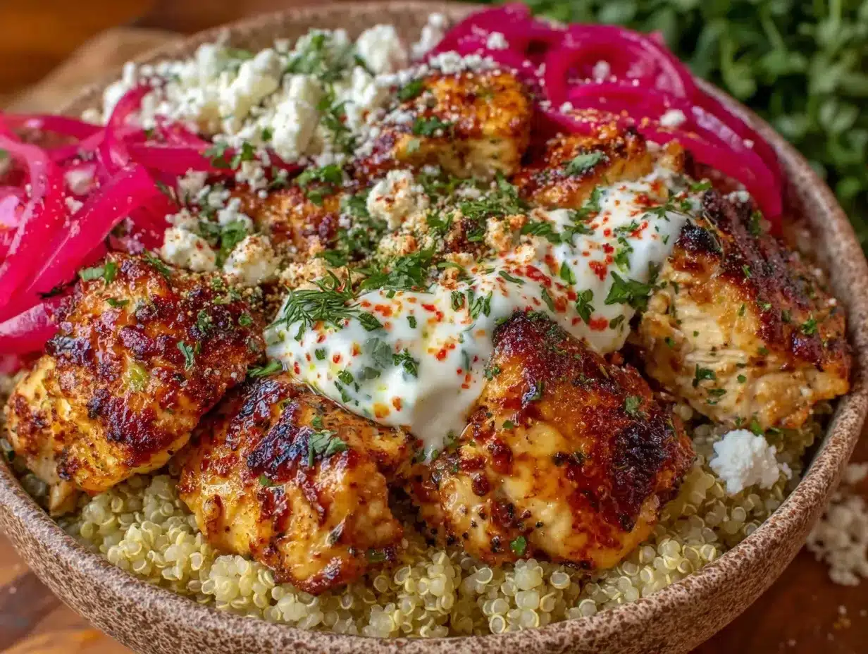 Greek chicken bowls preparation steps