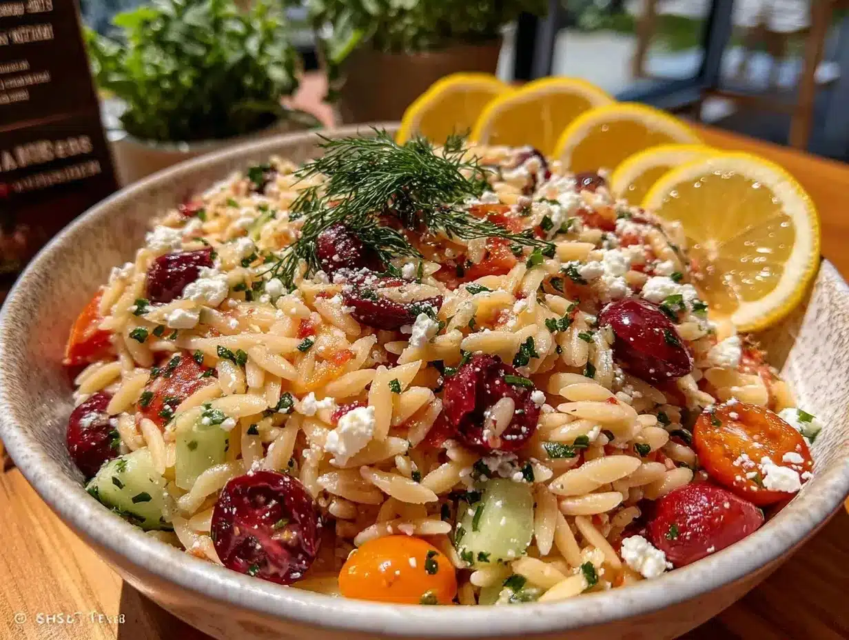Greek Orzo Pasta Salad preparation steps