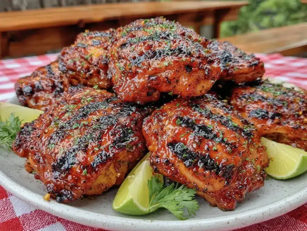 grilled honey chipotle chicken thighs - featured image