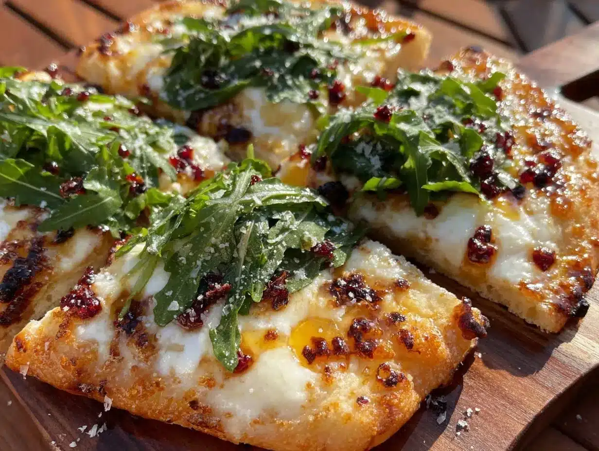 grilled peach and brie flatbread preparation steps