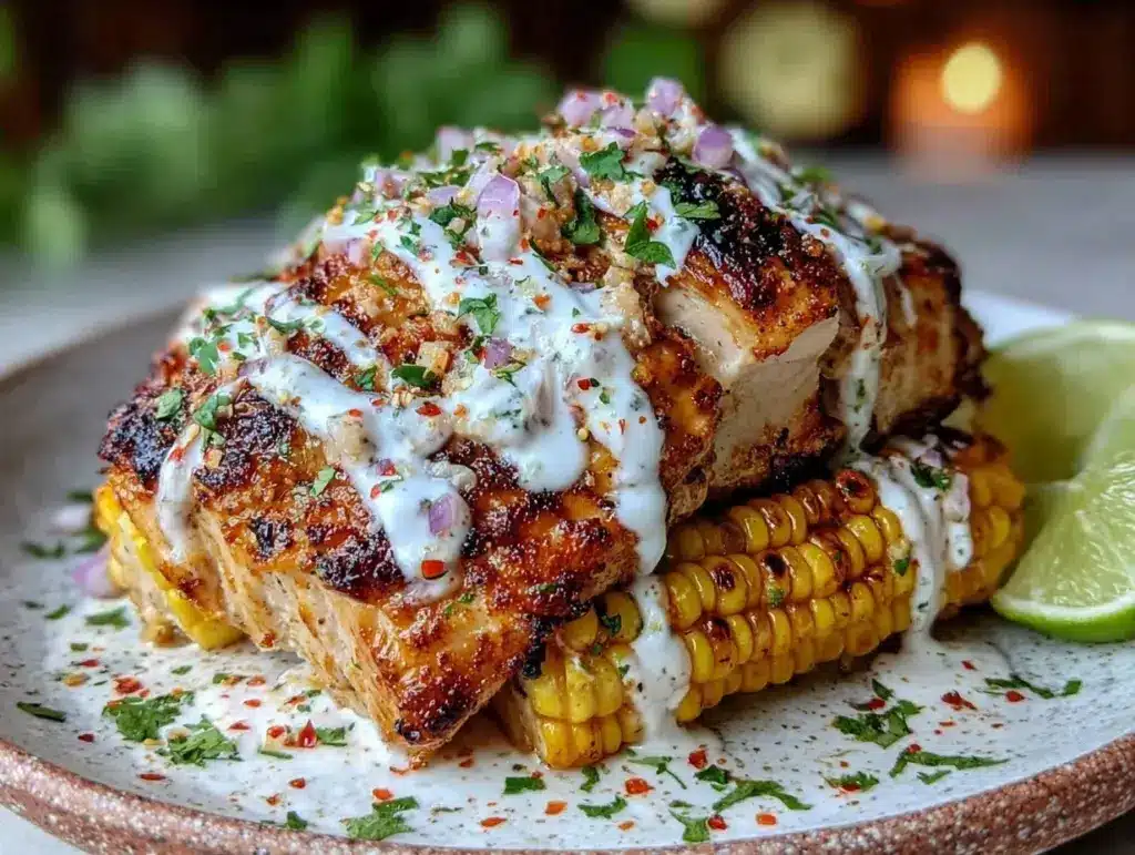 grilled street corn chicken - featured image