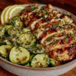 healthy diabetes-friendly grilled chicken and zucchini bowl - featured image