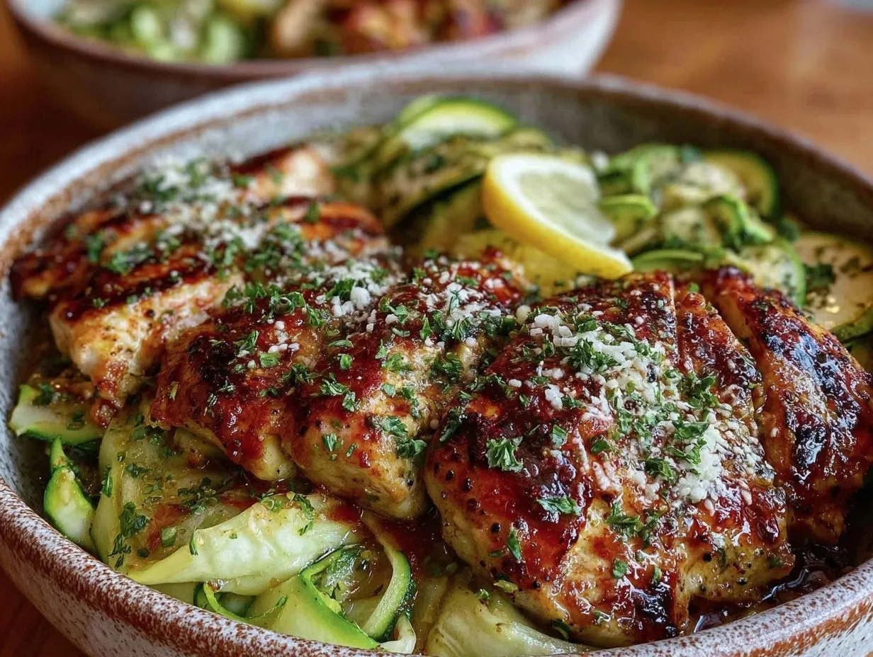 healthy diabetes-friendly grilled chicken and zucchini bowl preparation steps