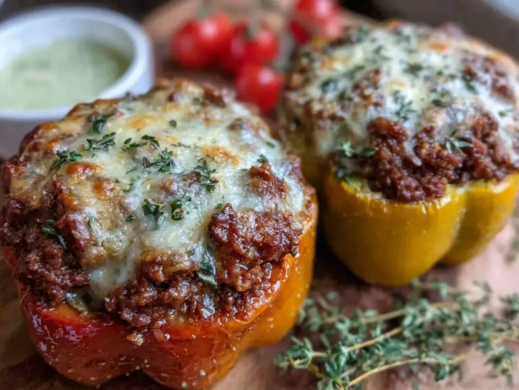 healthy stuffed bell peppers without rice - featured image