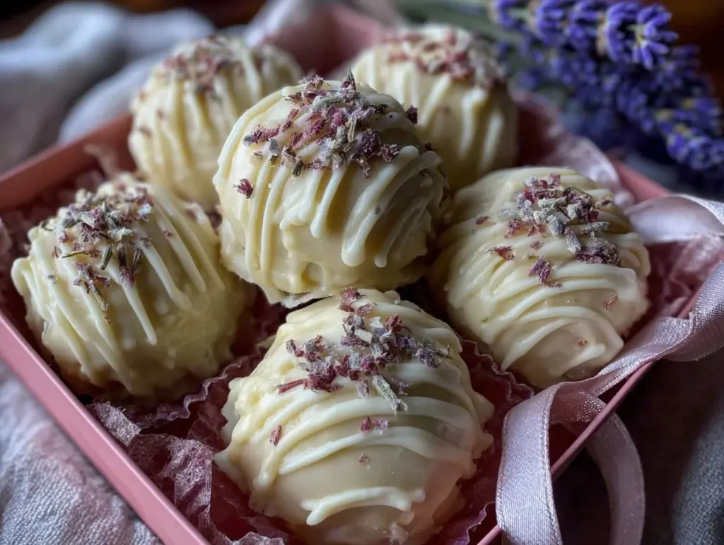 lavender white chocolate truffles - featured image