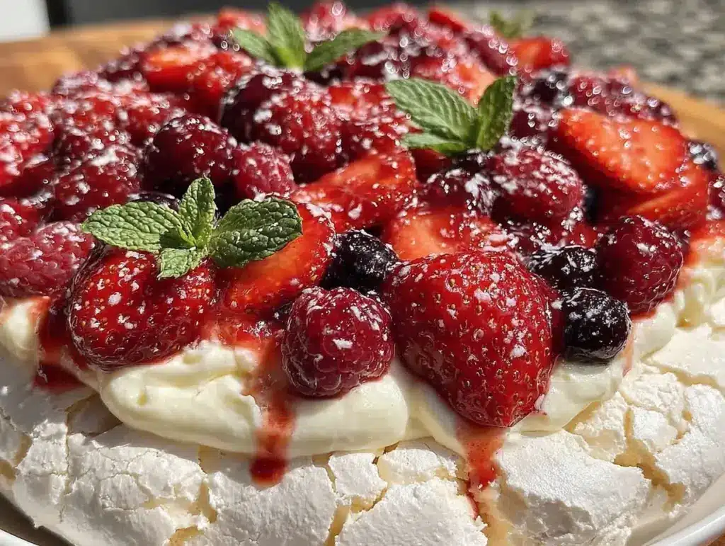 light summer berry pavlova - featured image