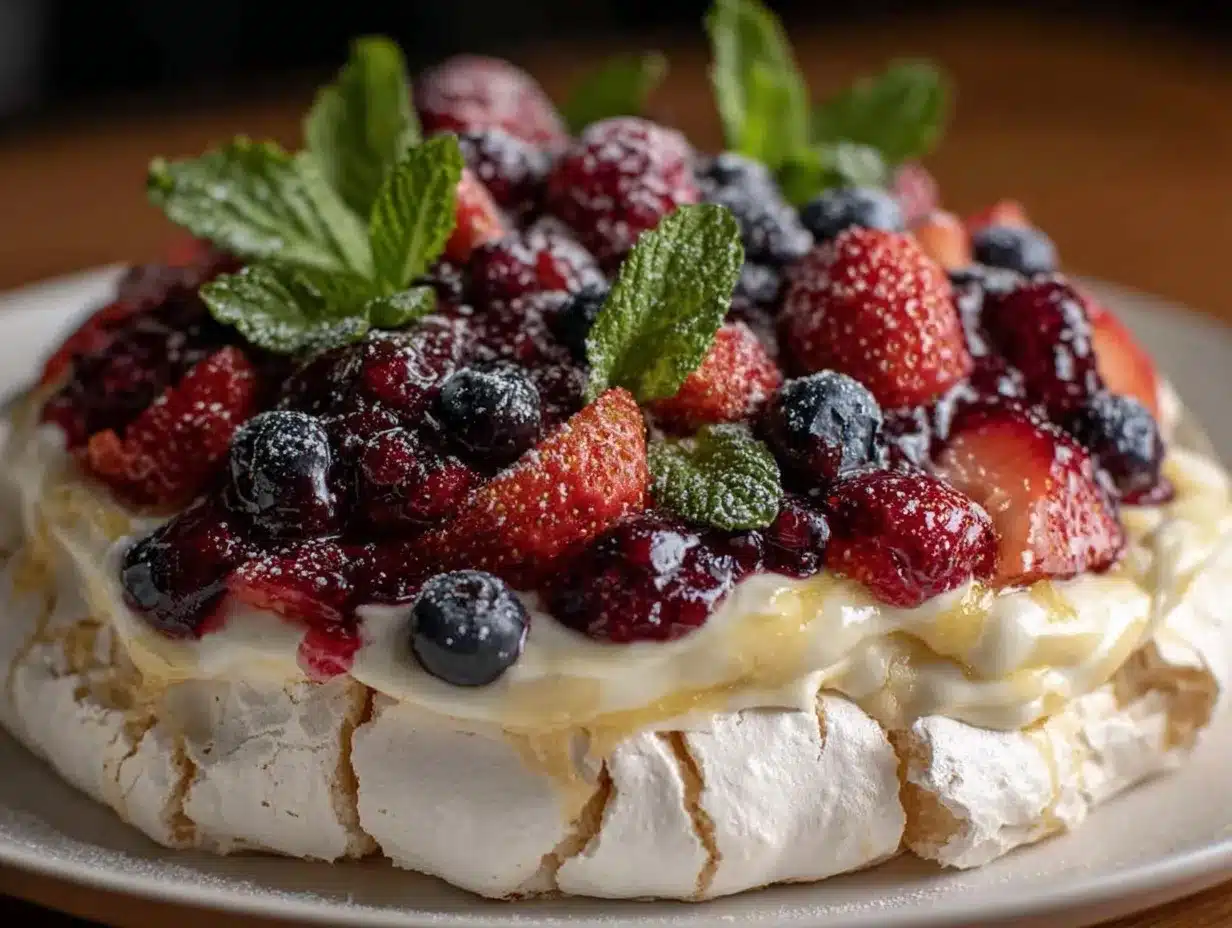 light summer berry pavlova preparation steps