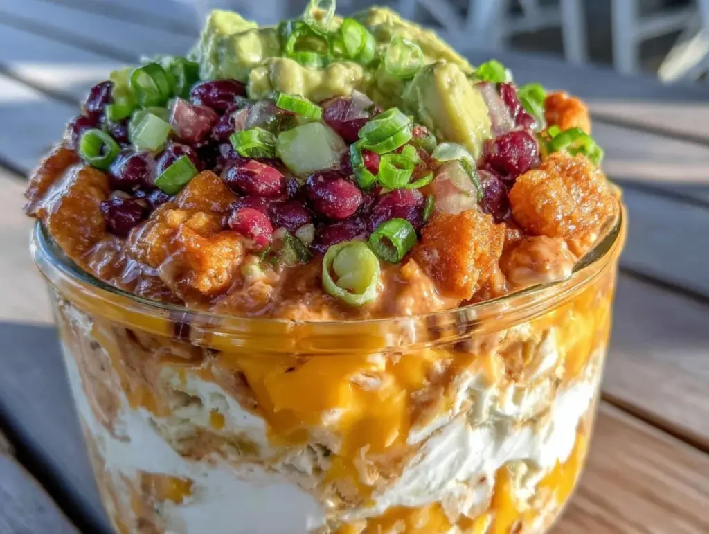 mason jar layered taco dip - featured image