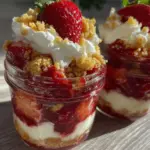 mini strawberry shortcake jars - featured image